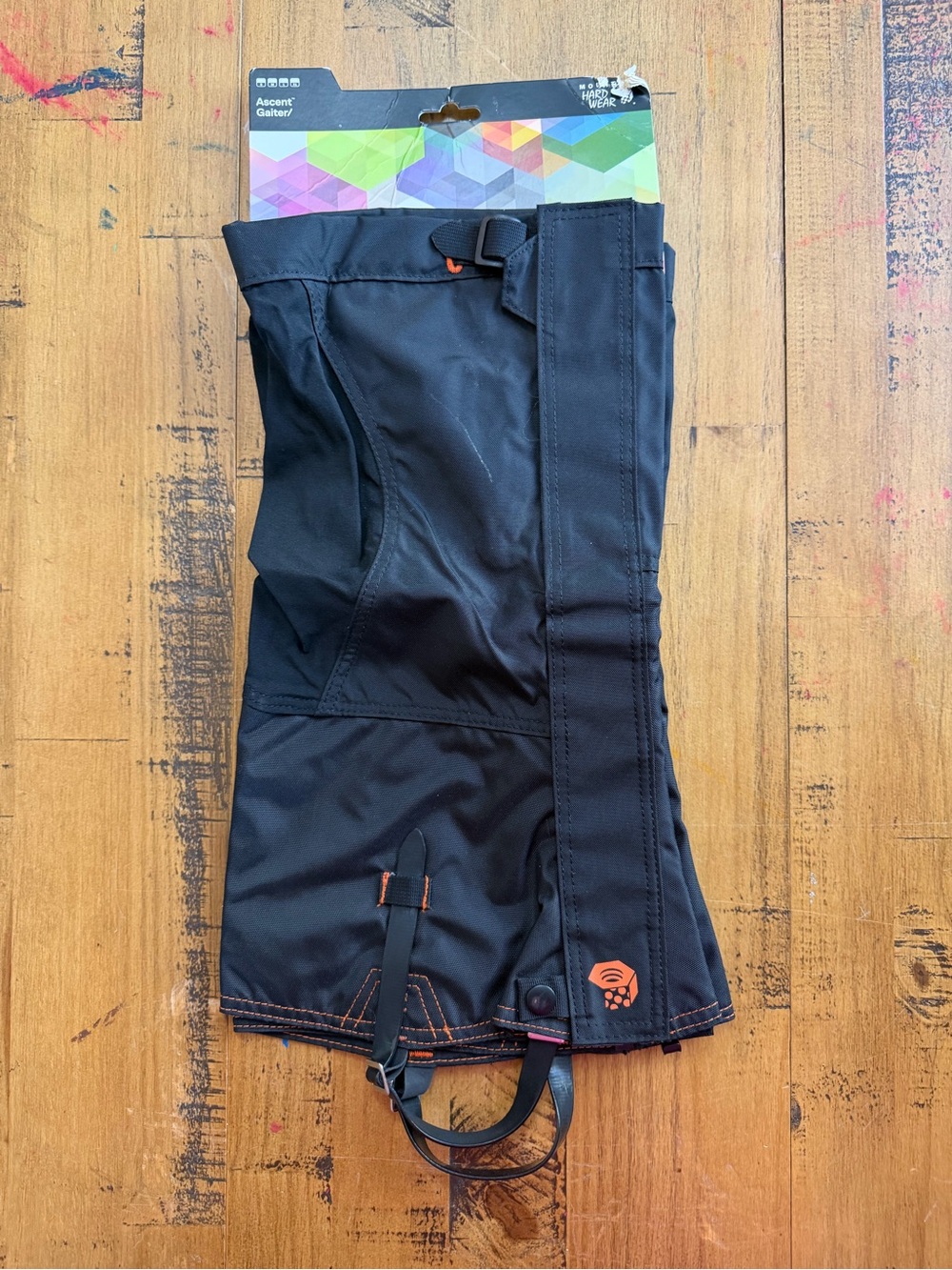 Mountain Hardwear Black Gaiters with Orange Stitching